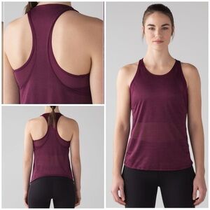 Lululemon Pushing Limits Tank Top Marvel Purple Built In Sports Bra Sz 8